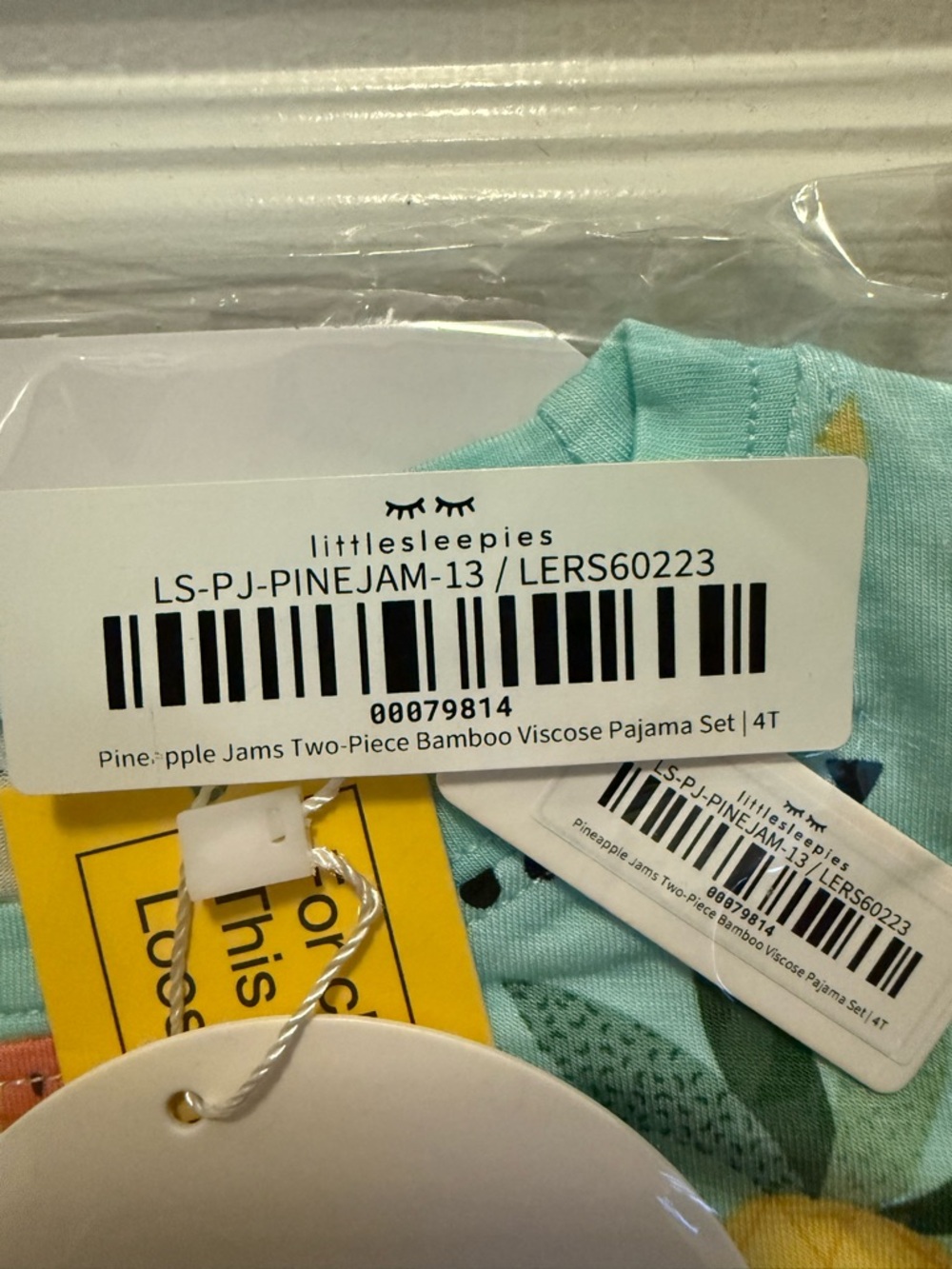 Little Sleepies Pineapple Jams two piece long sleeve pajamas size 4T NIB - Picture 2 of 4